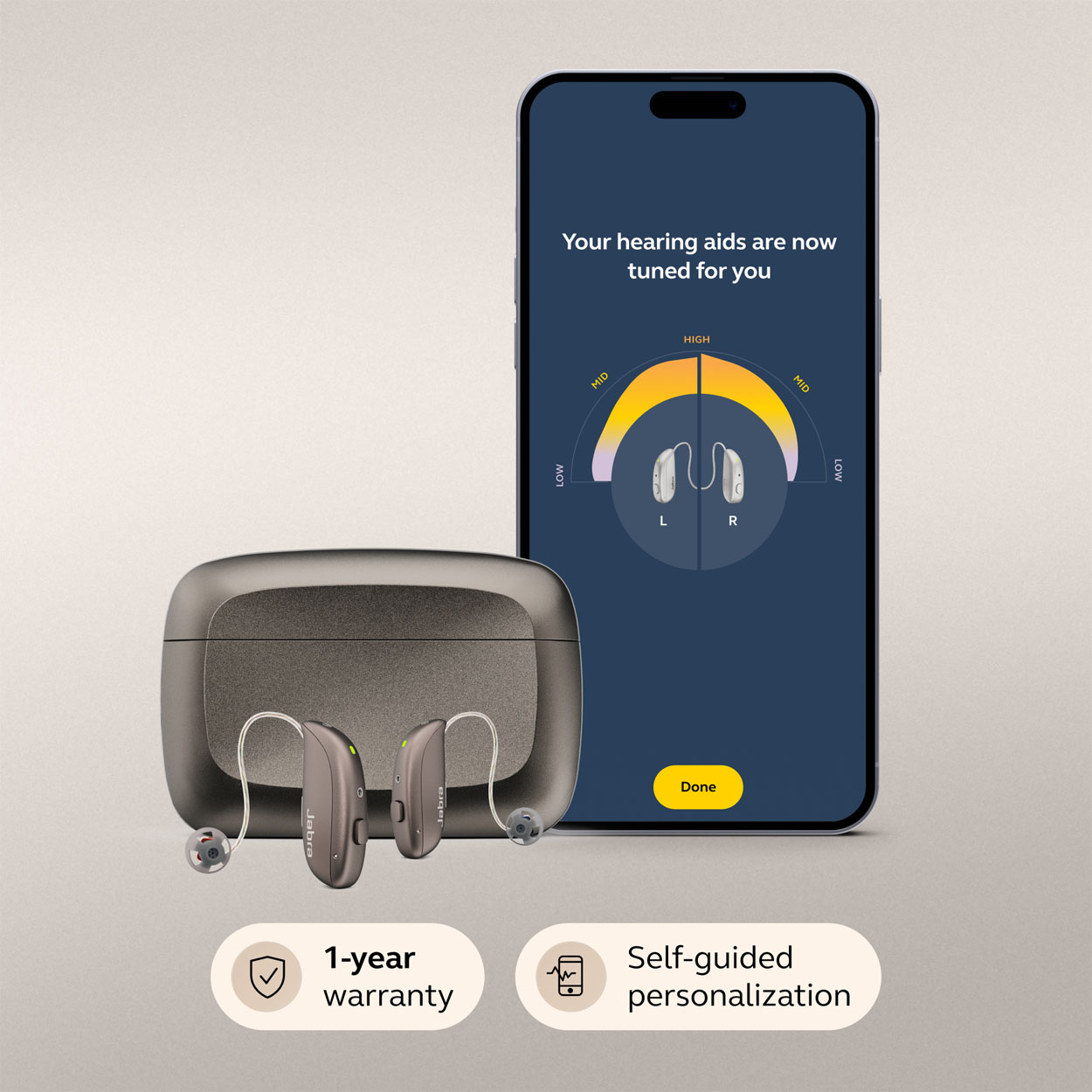 Jabra Enhance Select M1 Swift, Warm Gray, image number 1